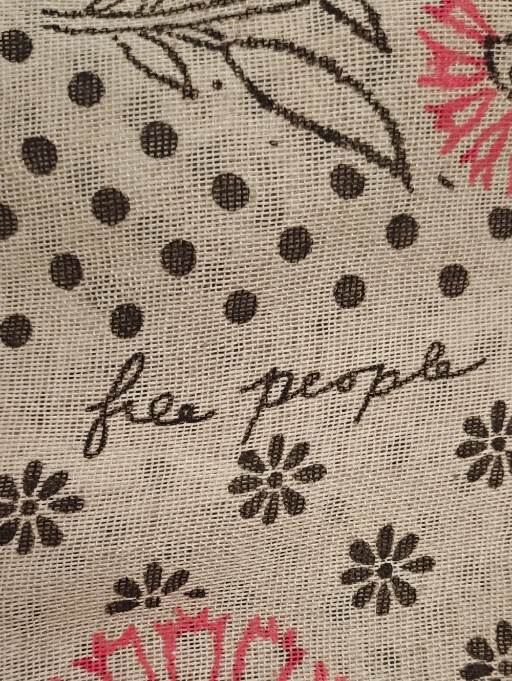 Free People Floral Patchwork Pink & Cream Cotton Shoulder Bag - Picture 2 of 2